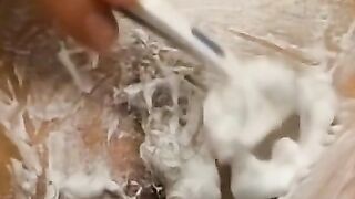 Close Up View Of Her Pussy In Lingerie With A Huge Load On His Face!