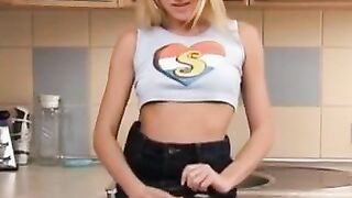 Kitchen Goddess Michelle Dildo Play - Solo Female Orgasm Vibrator Fun