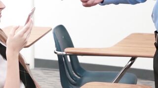 Professor's Daughter - Student Riding Her Dad's Hard Dick in Class