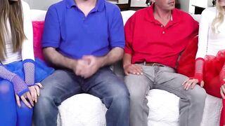 Foursome Fun! Step-Daughter's First Time Threesome with Dad & Friend