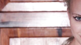Teenage Blond bombshell flaunts her perfect body & sensual curves in sexy lingerie