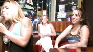 Boldest lady sucking off stripper at a girl only party
