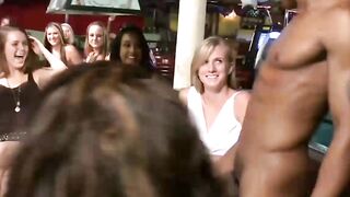 Boldest lady sucking off stripper at a girl only party