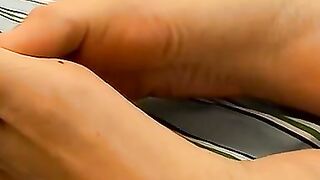 Foot-Worhipper - Teen's Hot Barefeet & Huge Load On His Own Toes