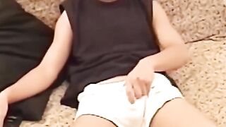 Good looking Asian dude wanks his rock solid cock solo