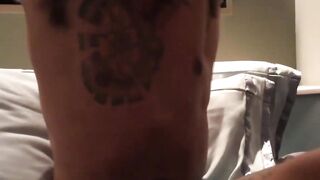 Latin Hunk with huge bulging muscles wanks off on camera