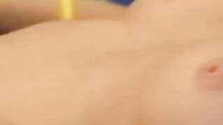 Teenage red haired having fun with her dildo
