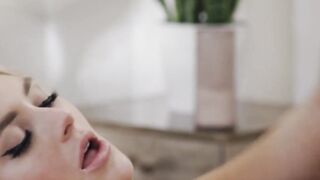 Seductress Kayley Gunner takes care of her lovers hungry cock