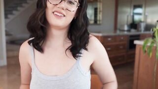 Hot dude throated and pussy pounds Ellie Nova during dinner