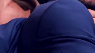 Two men in suits have sex in the toilet at work