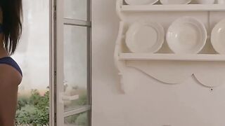 Lovely brunette cutie Demi Fray loves to tease herself in the kitchen