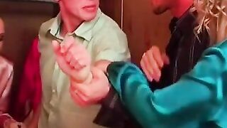 Clothed females hard fucked