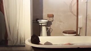 Cute twinkie couple blowing and anal ramming in the toilet