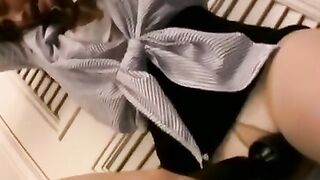 Japanese hot pantyhose babe intense masturbation
