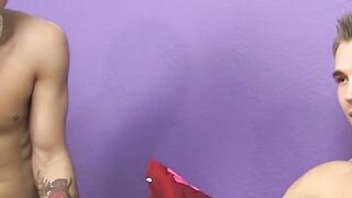 Beautiful young gays sucking cocks and banging in threesome