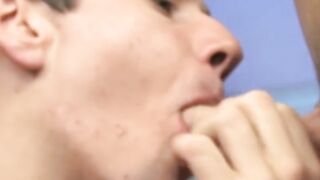 Beautiful young gays sucking cocks and banging in threesome