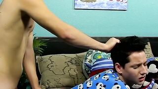 Twink sucks his horny lovers big cock before fucking him raw