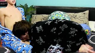 Twink sucks his horny lovers big cock before fucking him raw