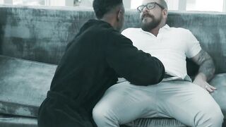 Hunky Rocco Steele stuffs his fat cock inside black jock
