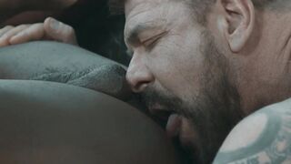 Hunky Rocco Steele stuffs his fat cock inside black jock