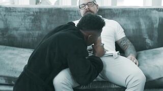 Hunky Rocco Steele stuffs his fat cock inside black jock