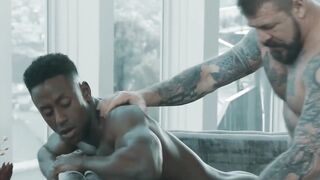 Hunky Rocco Steele stuffs his fat cock inside black jock