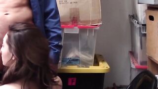 Teen perpetrator gets a guard's cum in mouth discipline