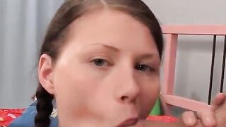 Great pipe sucking skills of brunette russian Gia
