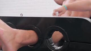 Hot Jesse acts tough but loses to Dan Edwards ruthless foot tickle