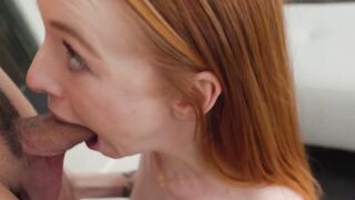 Redhead teen Madi Collins sucks dude after fixing her fireplace