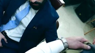Dani Rivera breeds his horny client Miguel Angel at his barbershop
