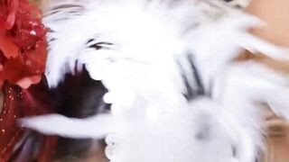 Slutty Kayley Gunner and Caitlin Bell dominate a masked threesome