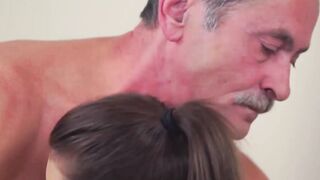 Grandpa's Rock Hard Dick Fucks Teenage Step-Daughter