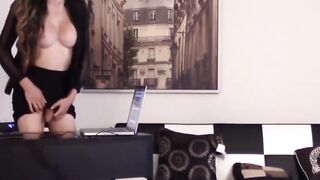 Asian She-MALE Office Masturbation Solo Play - HOT Transgender Crossdresser