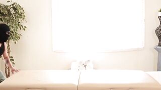 Oil Massage Table Threesome - Hot MILF & Teen Share Big Dick