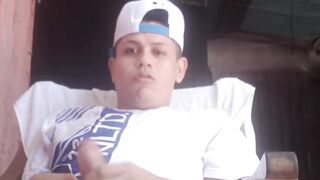 Outdoors Sexy Latin Boy Wears Baseball Cap While Jerking Off