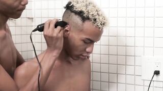 Black Twunk's Hair Cut & Jerk Off Session - Hairy Muscle Stud