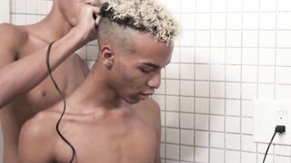 Black Twunk's Hair Cut & Jerk Off Session - Hairy Muscle Stud