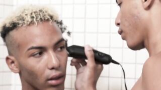 Black Twunk's Hair Cut & Jerk Off Session - Hairy Muscle Stud