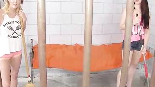 Prison Handjobs - Two Hot Babes Share A Convict's Dick