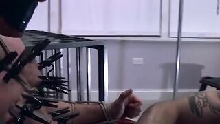 Dominatrix Torments Pup's Naughtiness with Clips & Whipping - BDSM Training