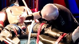 Bondage Domination - Deep Throttling Session with Ball Busting Blonde