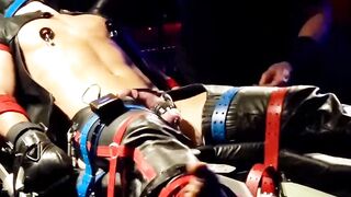 Bondage Domination - Deep Throttling Session with Ball Busting Blonde