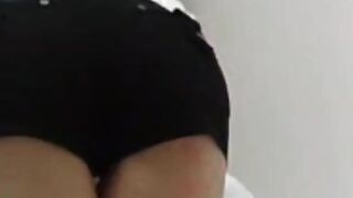 BDSM Tease: Caned Ass of Sexy Brunette with Big Natural Boobs