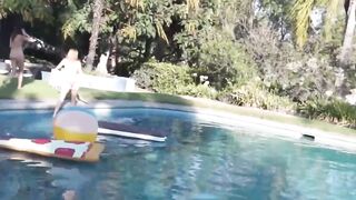 Hunks Share Poolside Threesome Adventure