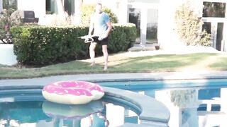 Hunks Share Poolside Threesome Adventure