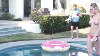Hunks Share Poolside Threesome Adventure