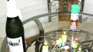 New Year's Eve Threesome - Two BFF Girls Share A Huge Dick And Their Orgasms
