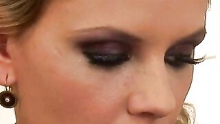 Hot Blonde MILF Gives Epic Handjob to Hunk in Black Lingerie