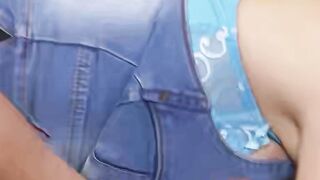 Blue-Eyes Babe in Denim - Sensual Teasing Striptease & Blowjob Ending